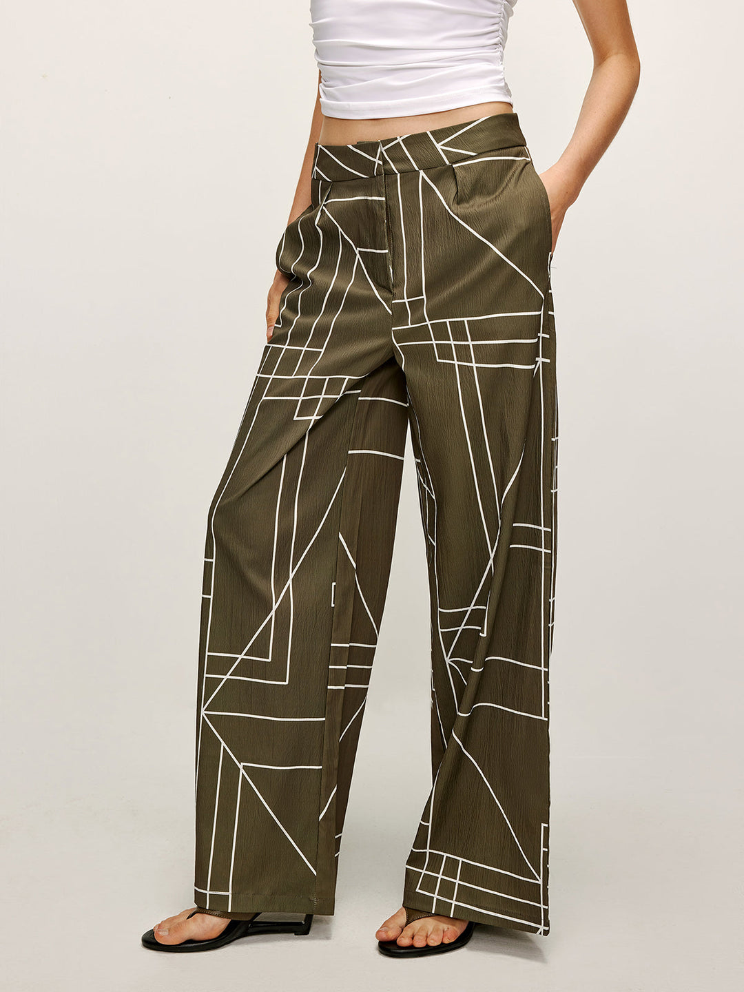 Urban Geometric Wide-Leg Pantolon