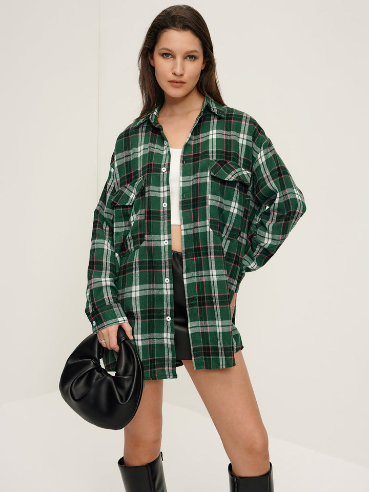 Emerald Plaid Oversize Gömlek