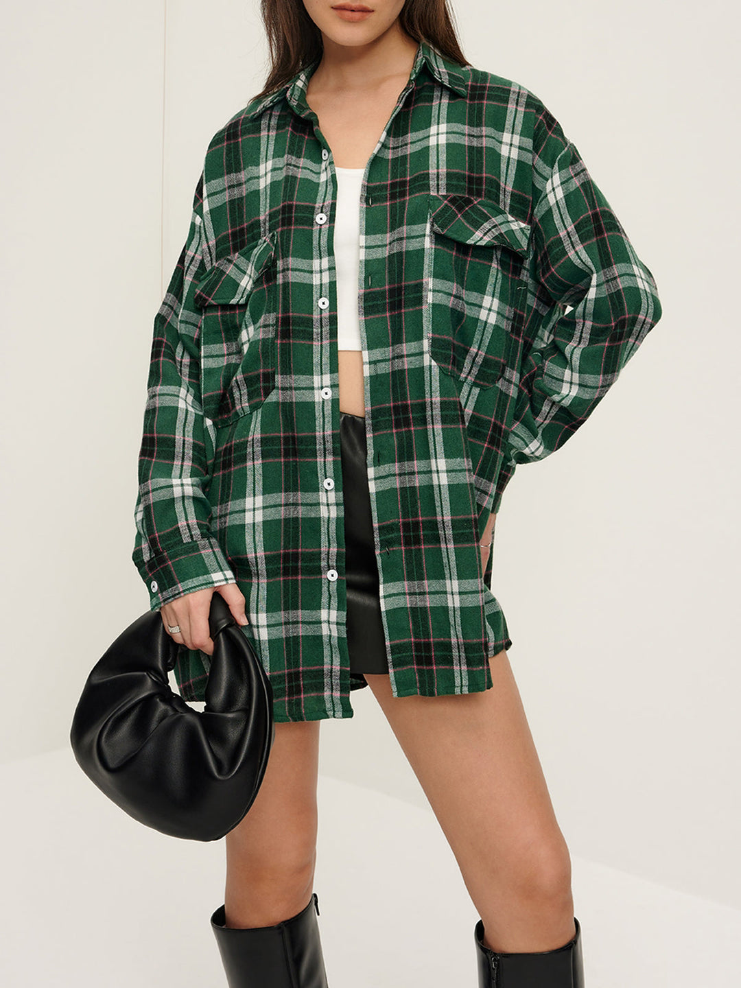 Emerald Plaid Oversize Gömlek