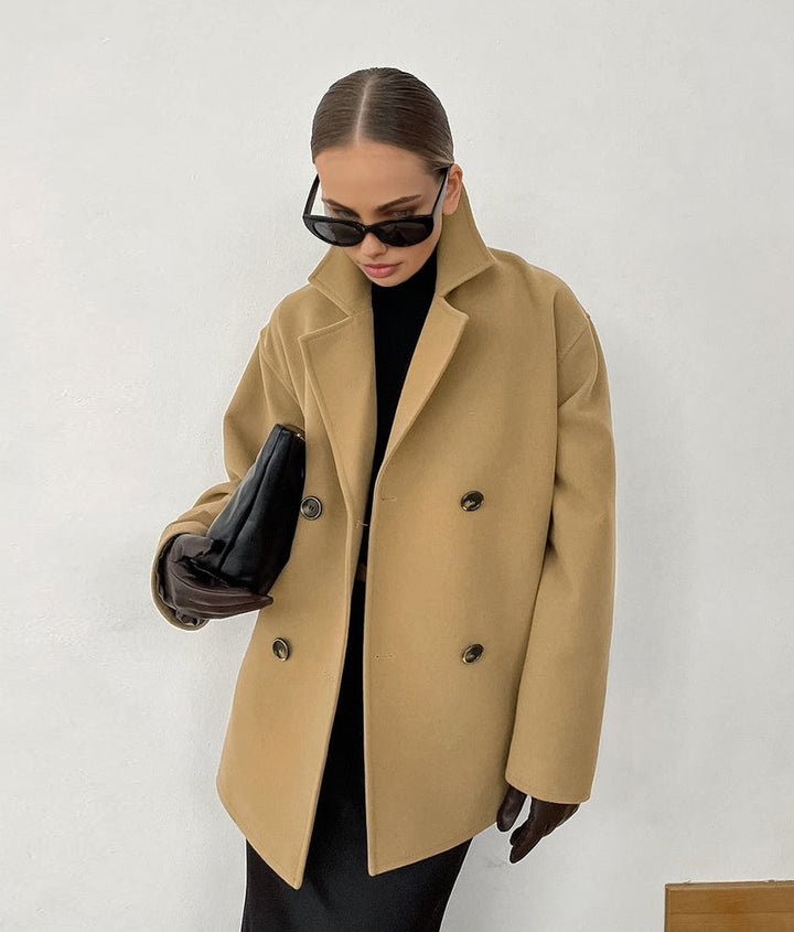 Camel Luxe Double-Breasted Coat