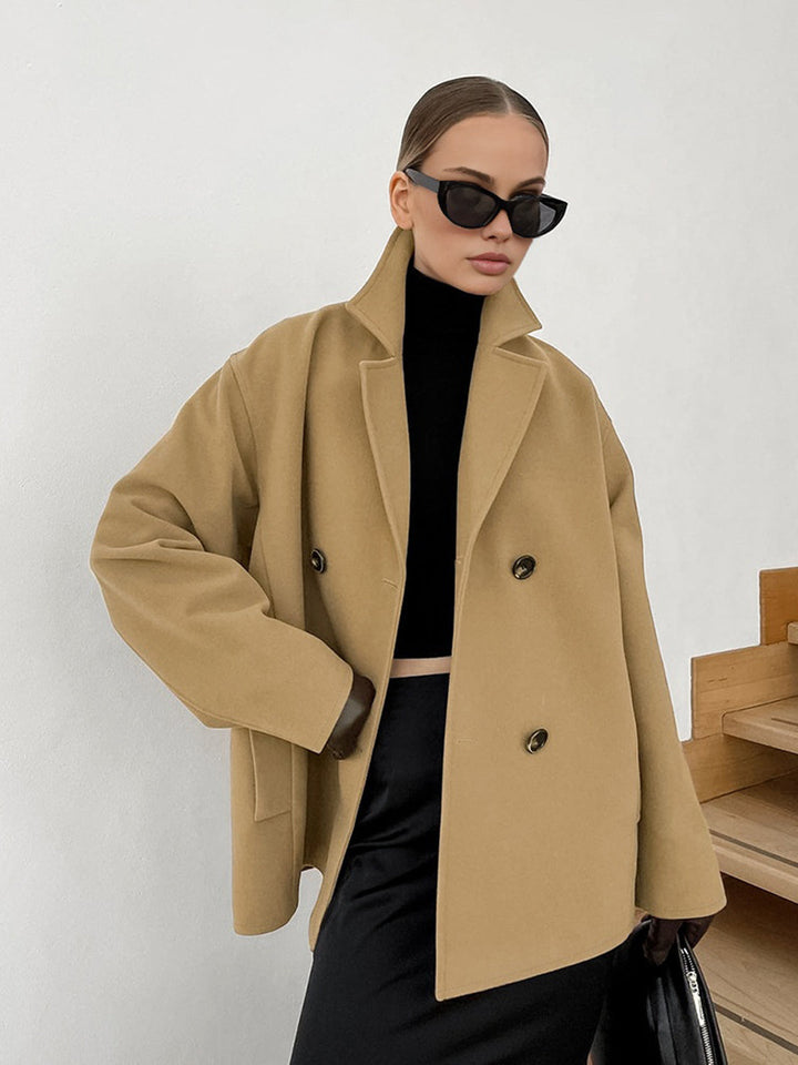 Camel Luxe Double-Breasted Coat