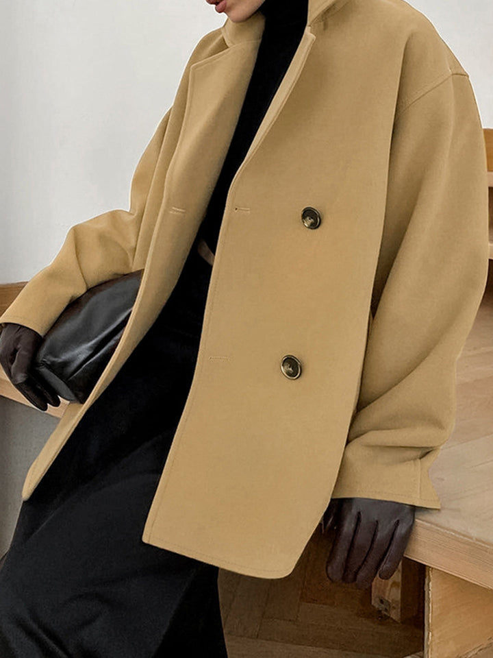 Camel Luxe Double-Breasted Coat