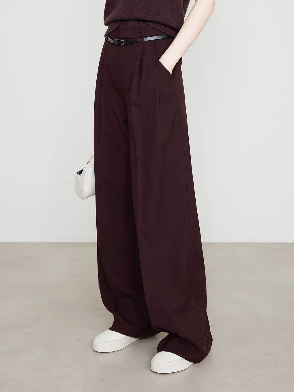 Bordeaux Grace Wide-Leg Pantolon