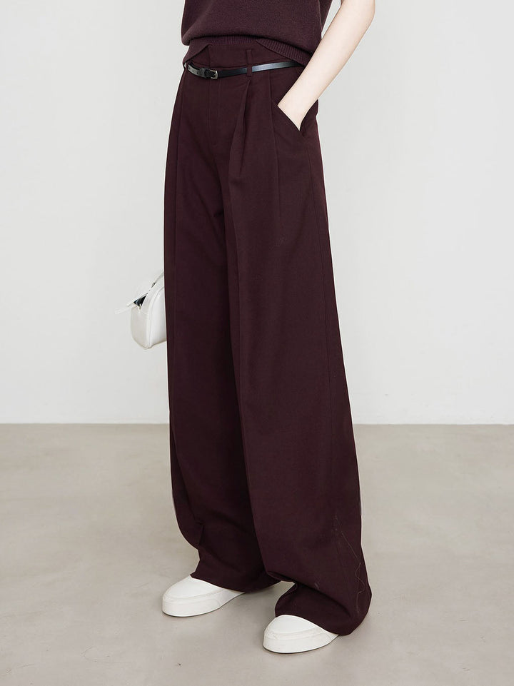 Bordeaux Grace Wide-Leg Pantolon