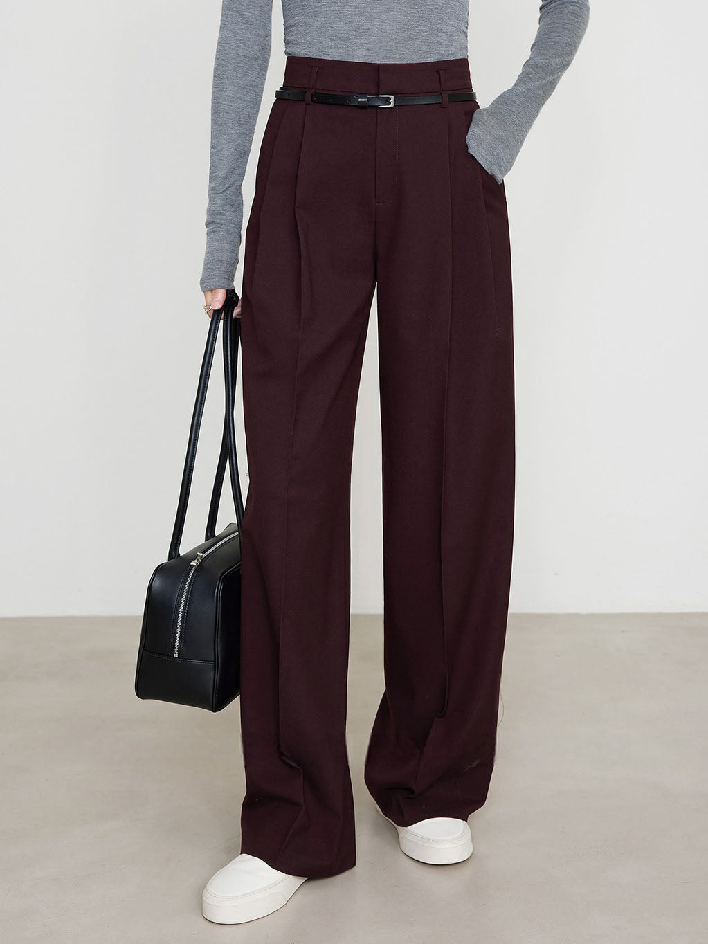 Bordeaux Grace Wide-Leg Pantolon