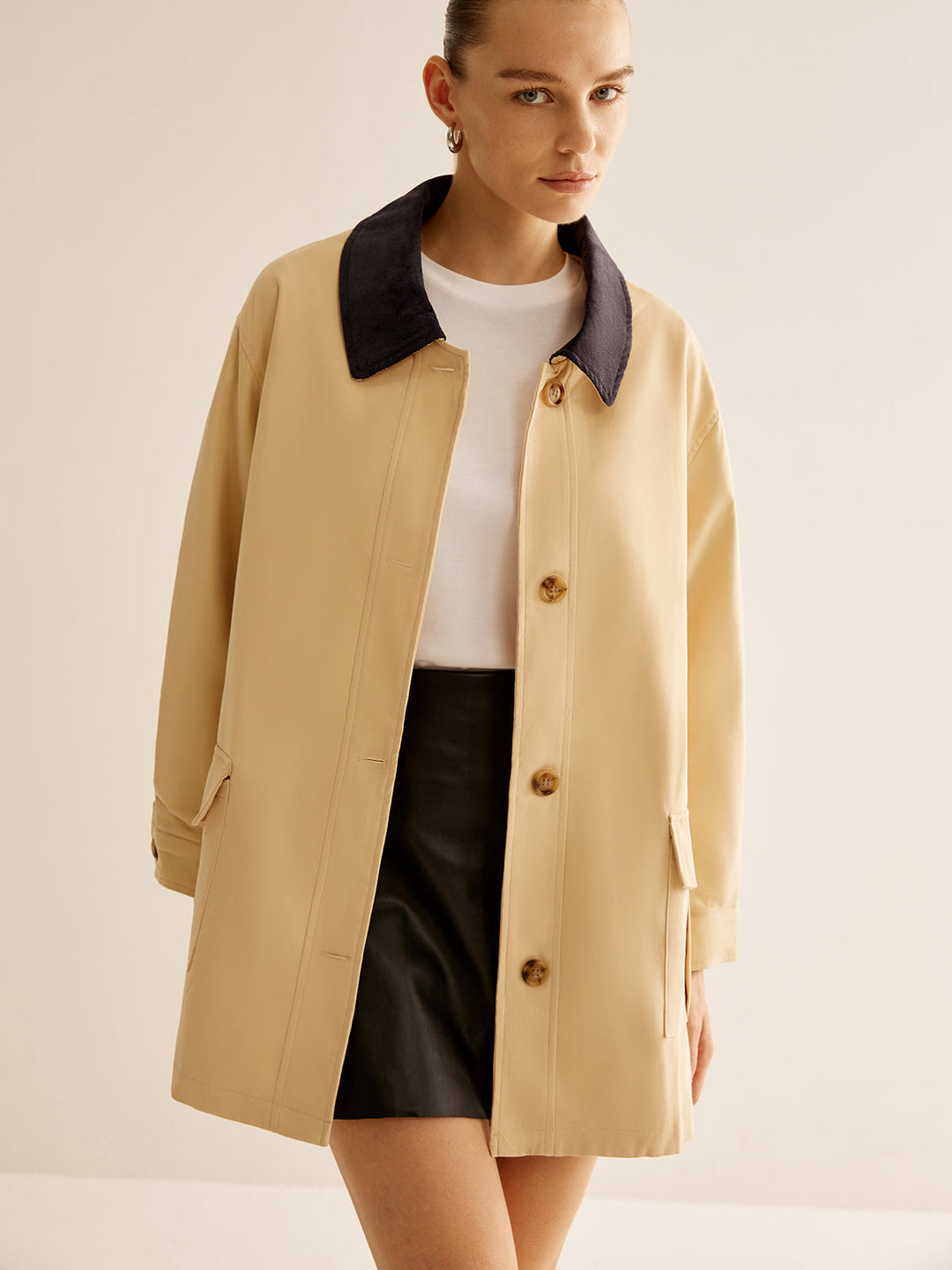 Contrast Collar Oversize Ceket