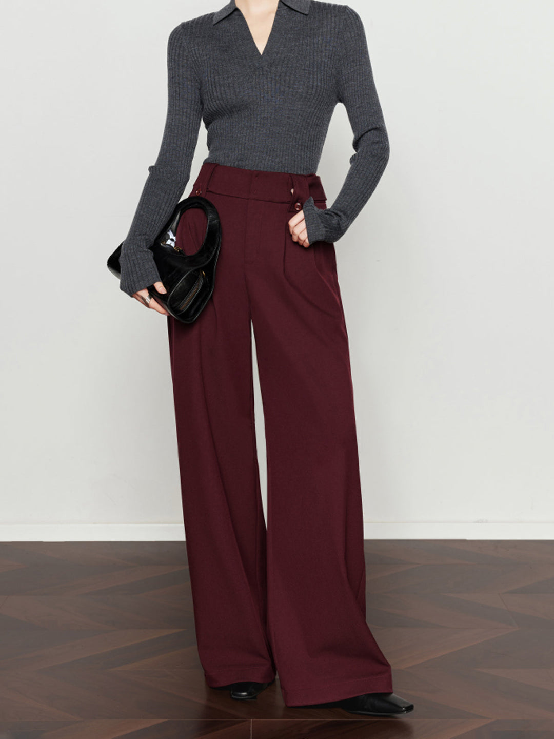 Burgundy Elegance Bol Kesim Pantolon