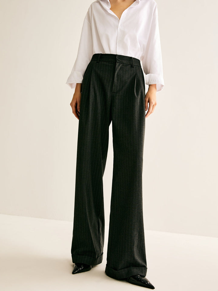 Timeless Stripe Wide-Leg Pantolon