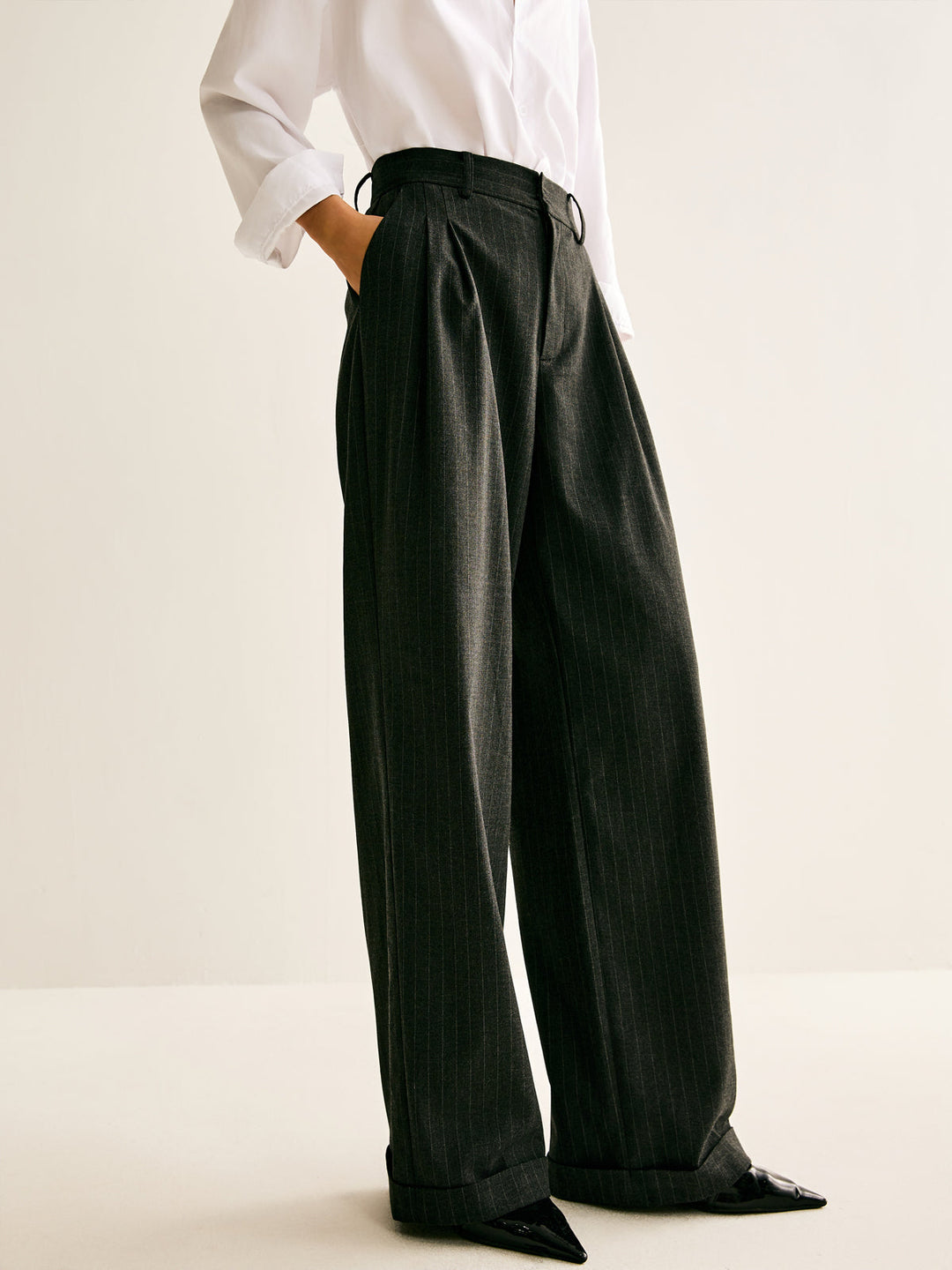 Timeless Stripe Wide-Leg Pantolon