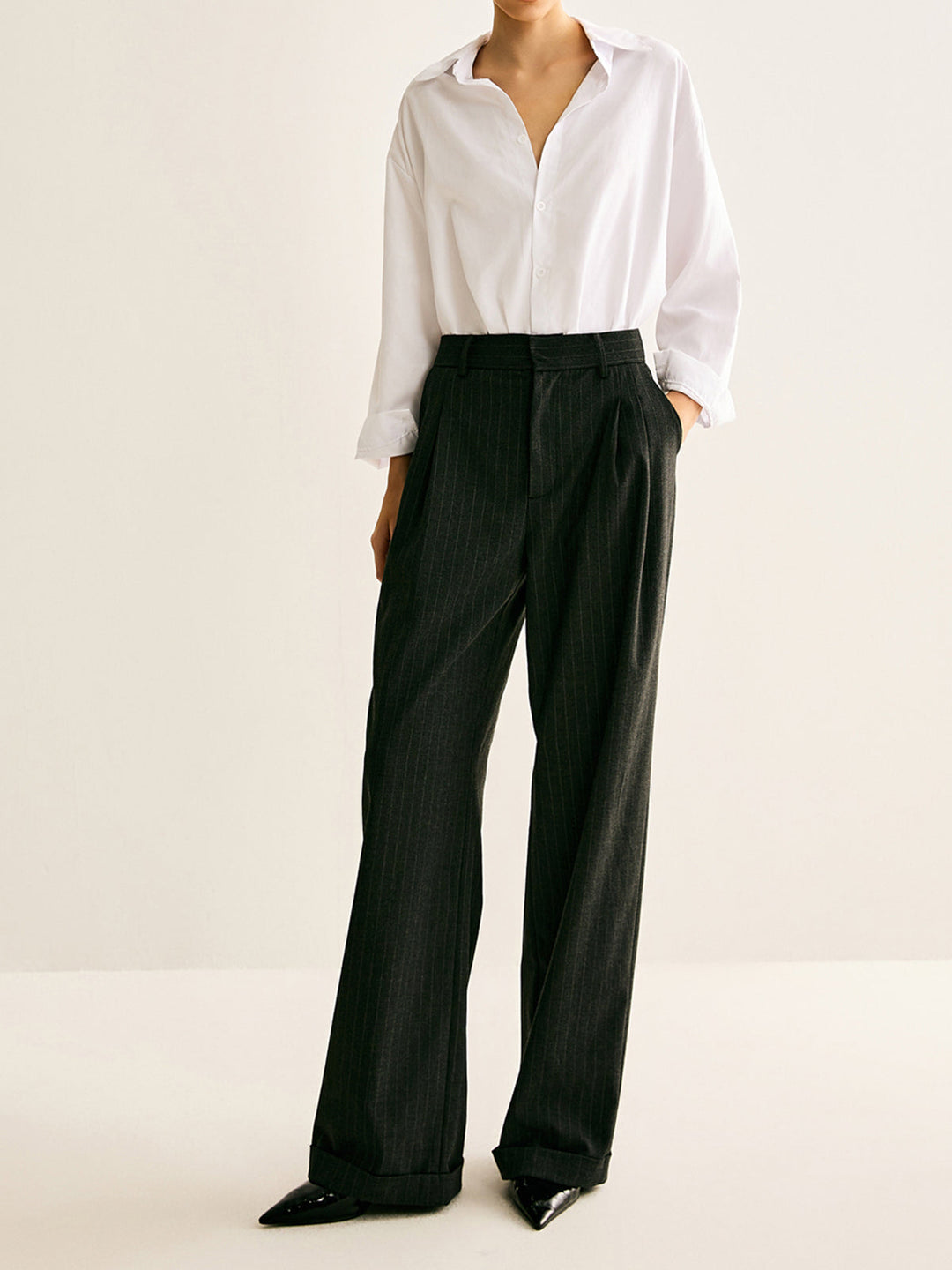 Timeless Stripe Wide-Leg Pantolon