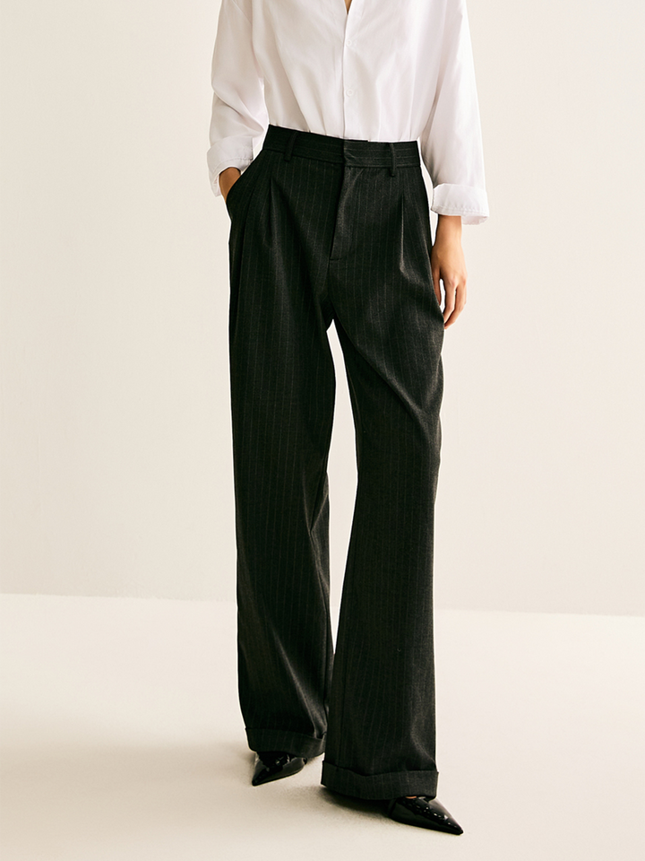 Timeless Stripe Wide-Leg Pantolon