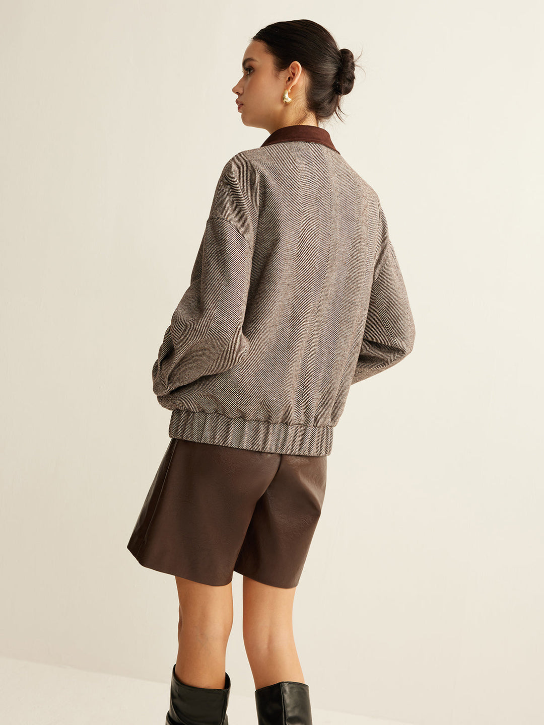 Herringbone Elegance Oversize Ceket