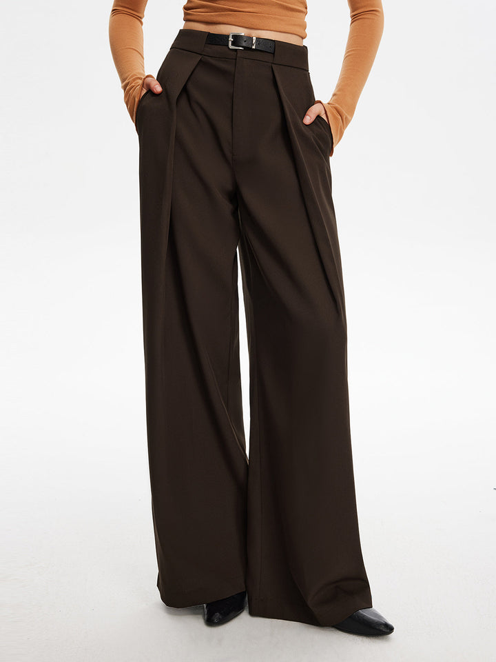 Dark Brown Pleated Pantolon