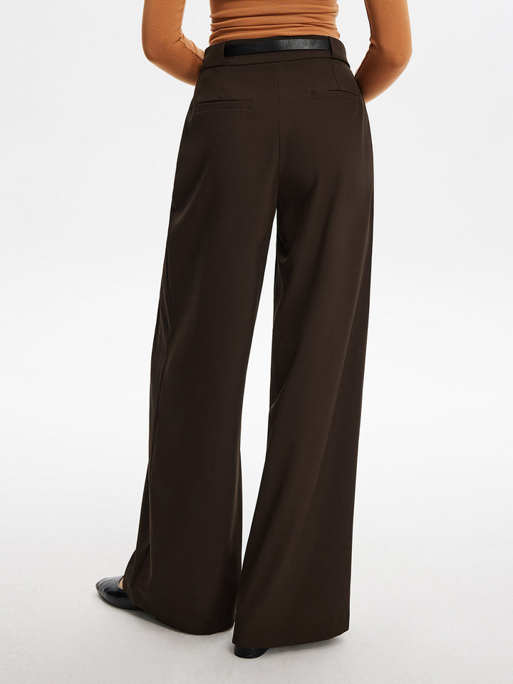 Dark Brown Pleated Pantolon