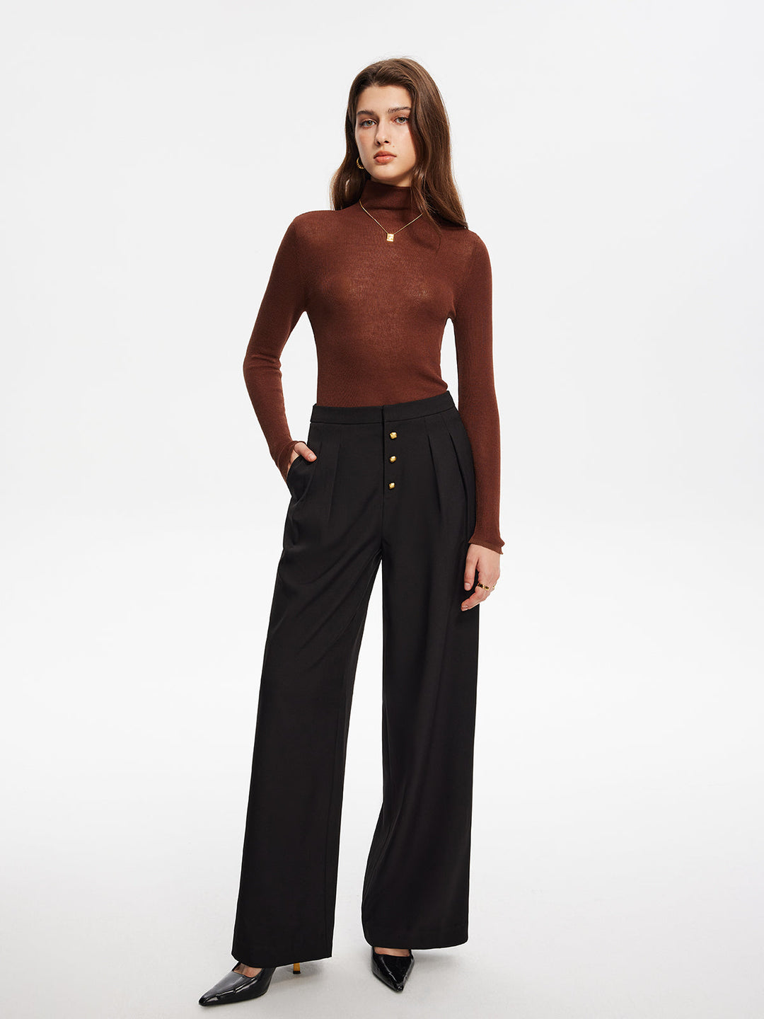 Golden Charm High-Waisted Pantolon