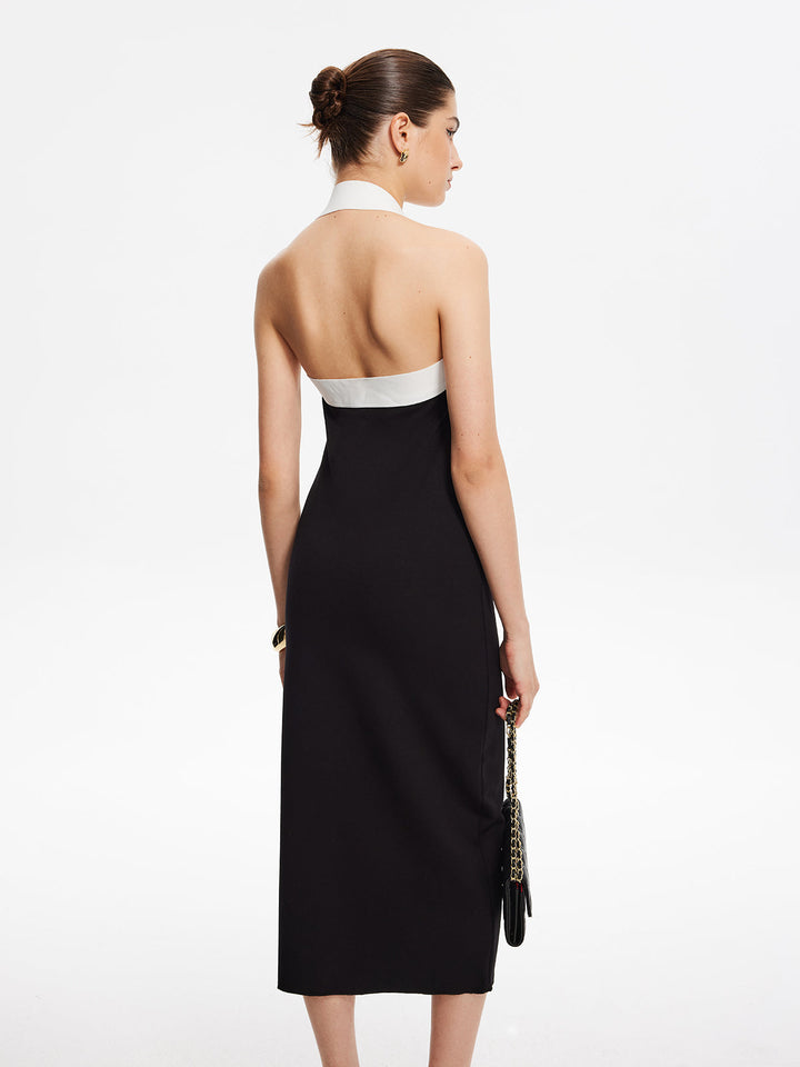 Elegant Halter Midi Elbise