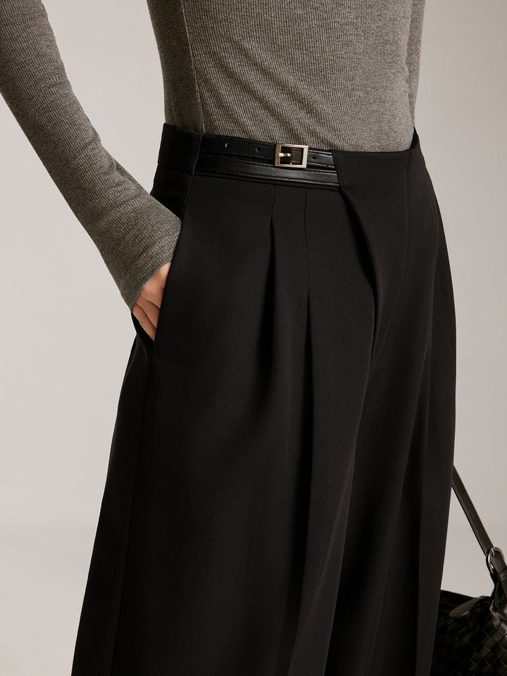 Classic Noir Wide-Leg Pantolon