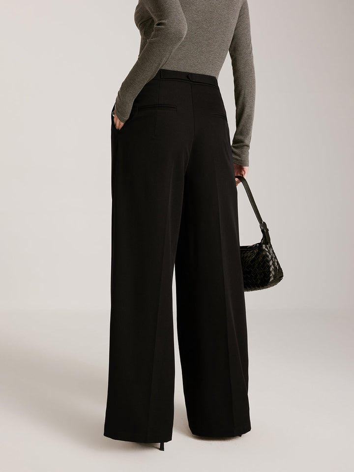 Classic Noir Wide-Leg Pantolon