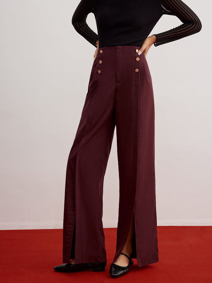 Elegance Button Slit Pantolon