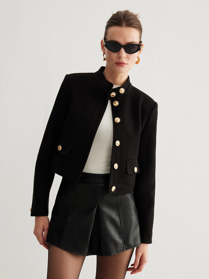 Eternal Noir Gold Button Blazer