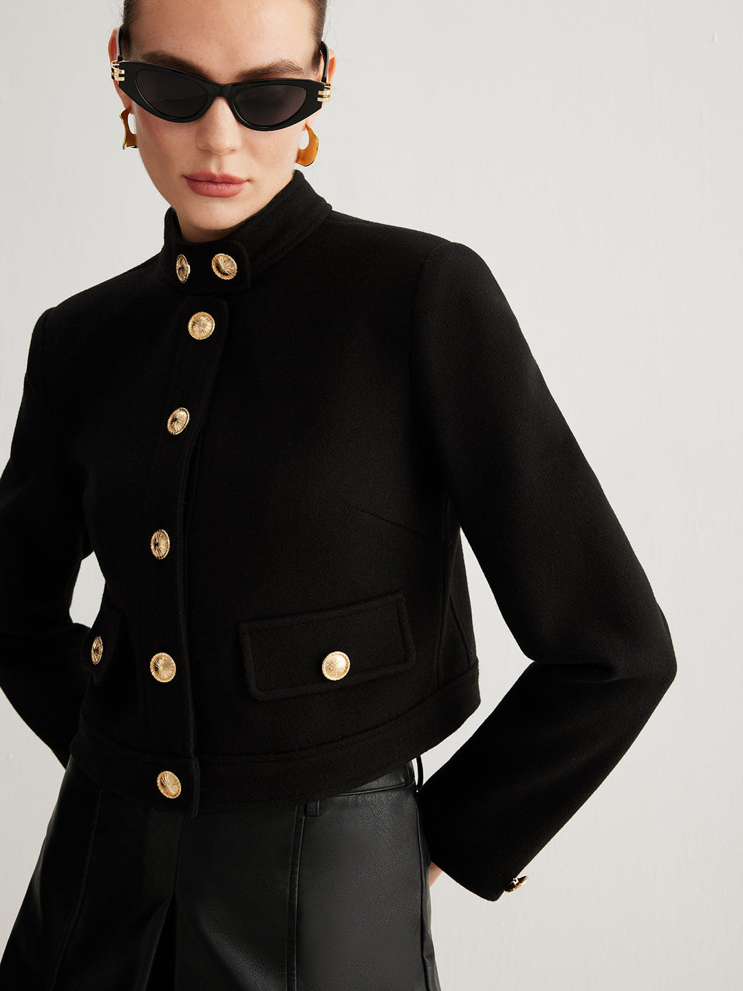 Eternal Noir Gold Button Blazer