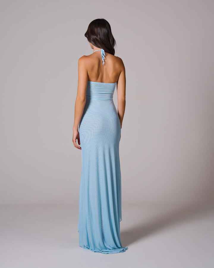 BLAIR Blue Mesh Maxi Elbise