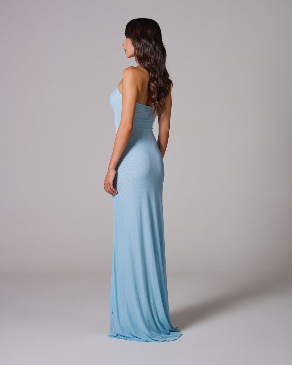 BLAIR Blue Mesh Maxi Elbise