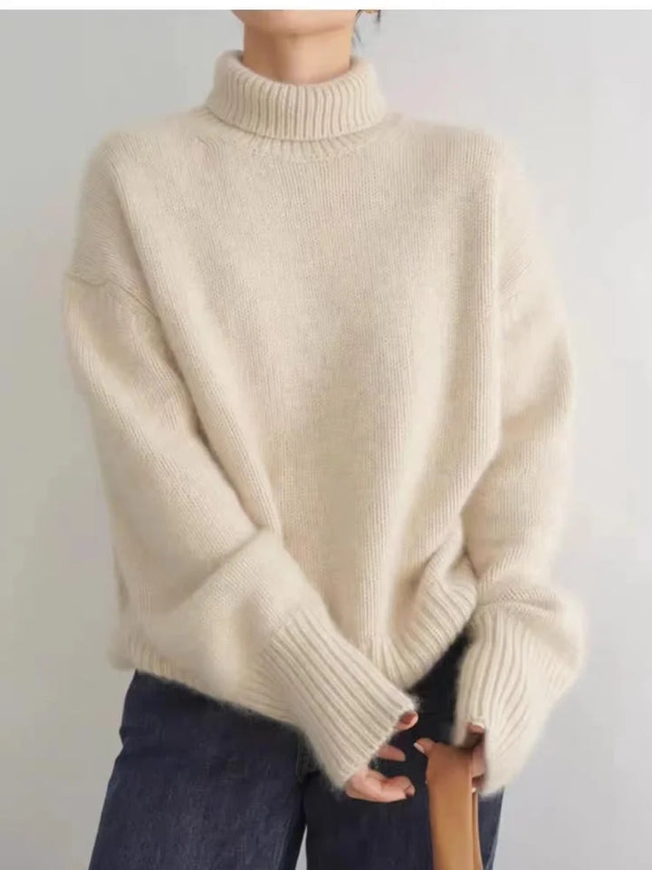 Elegant Solid Color Turtleneck Knitted  Kazak