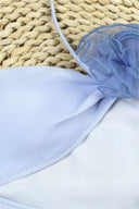 Blue Swimsuit with Floral Detail