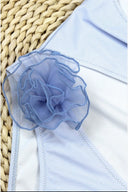 Blue Swimsuit with Floral Detail