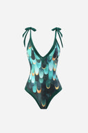 Traje de baño y pareo Green Scales