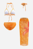 Bikini y pareo degradado naranja