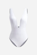 White Deep-Neck Swimsuit