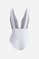 White Deep-Neck Swimsuit