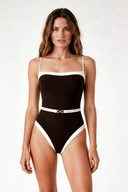 Contrast Belt Swimsuit