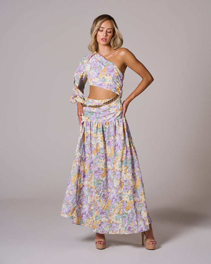 PIPA Floral One-Shoulder Maxi Elbise