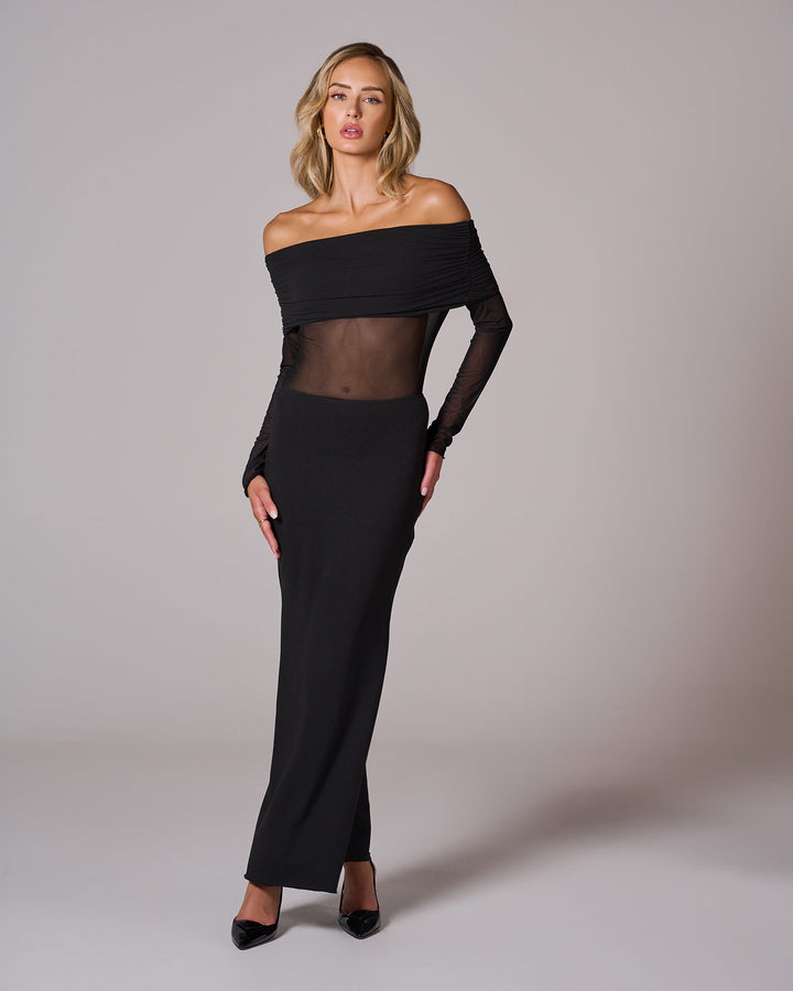 SARAH Bardot Long Sleeves Maxi Elbise