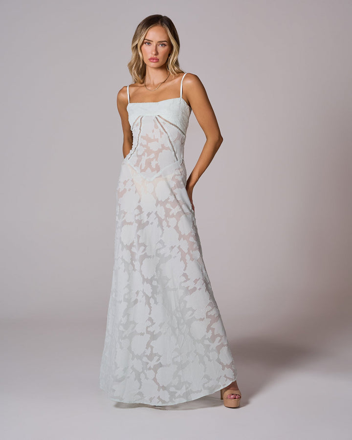 SENI Floral Lace Back Maxi Elbise