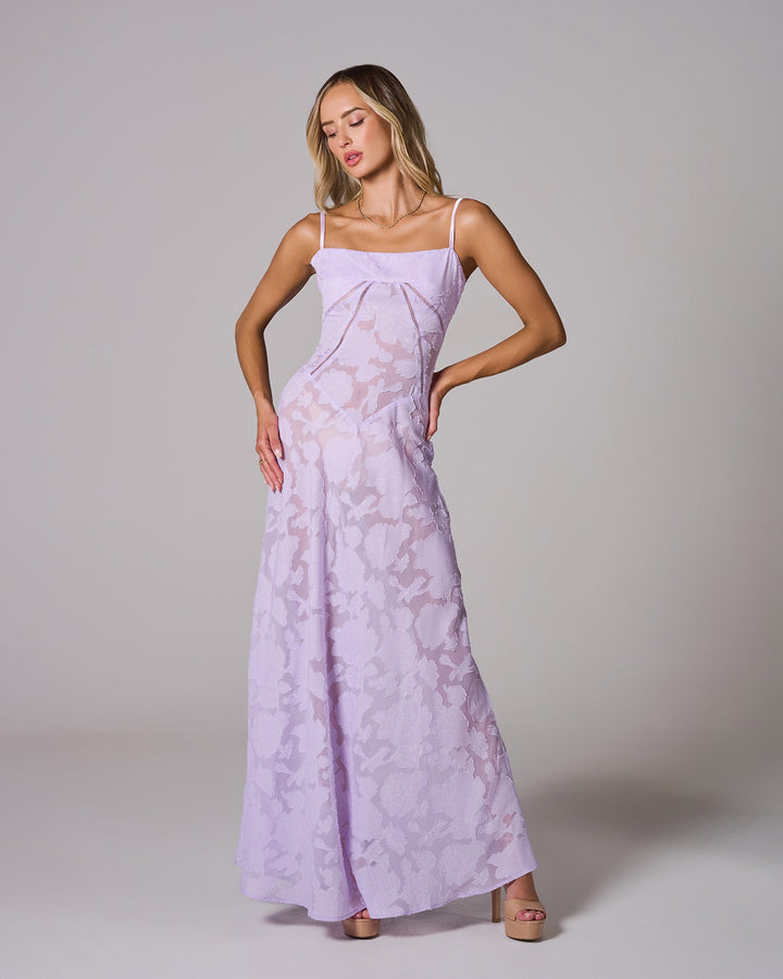 SENI Floral Lace Back Maxi Elbise