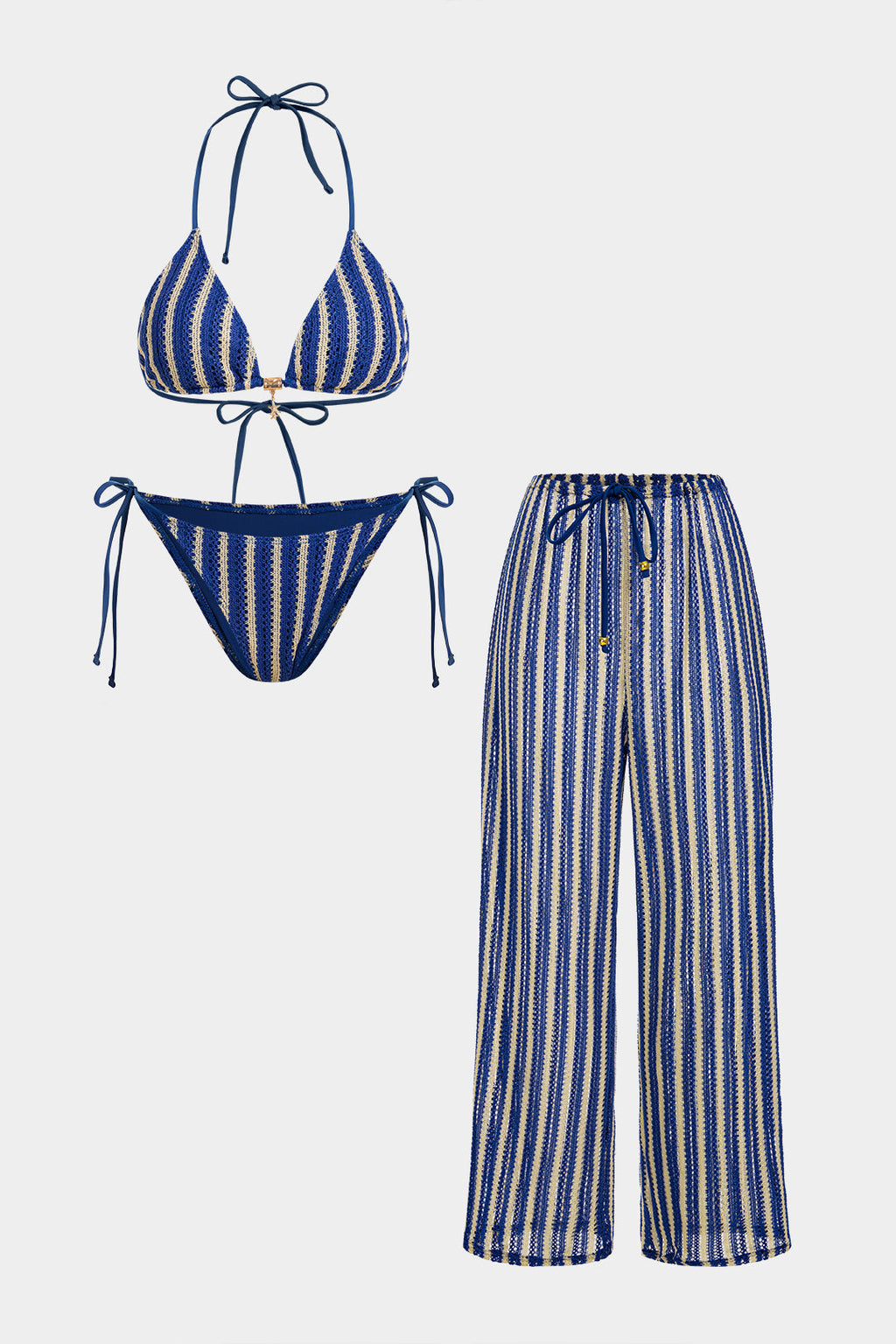 Rosvell Riviera Stripe Bikini & Pantalón Set