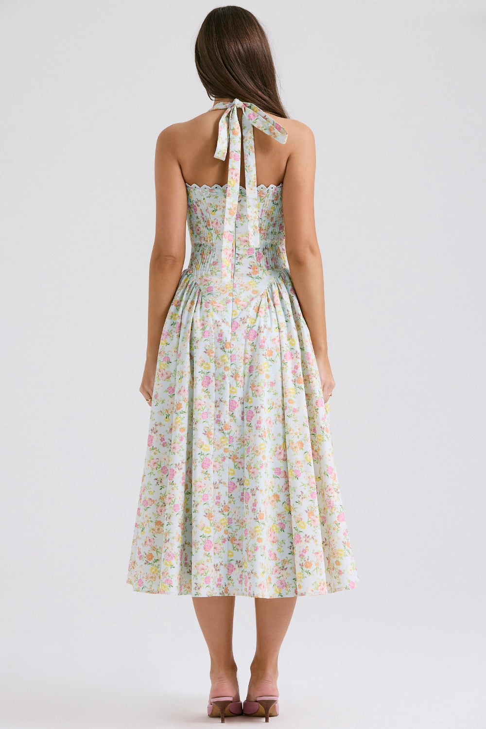 Claire Floral Charm Midi Elbise