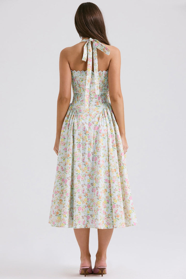 Claire Floral Charm Midi Elbise