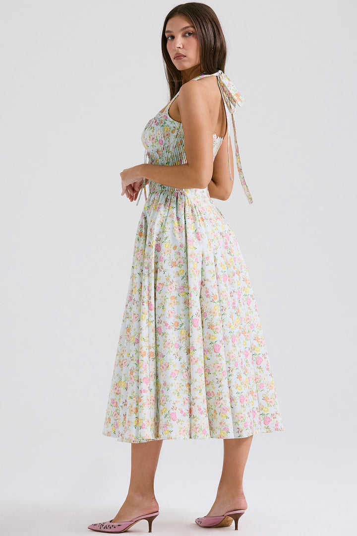 Claire Floral Charm Midi Elbise