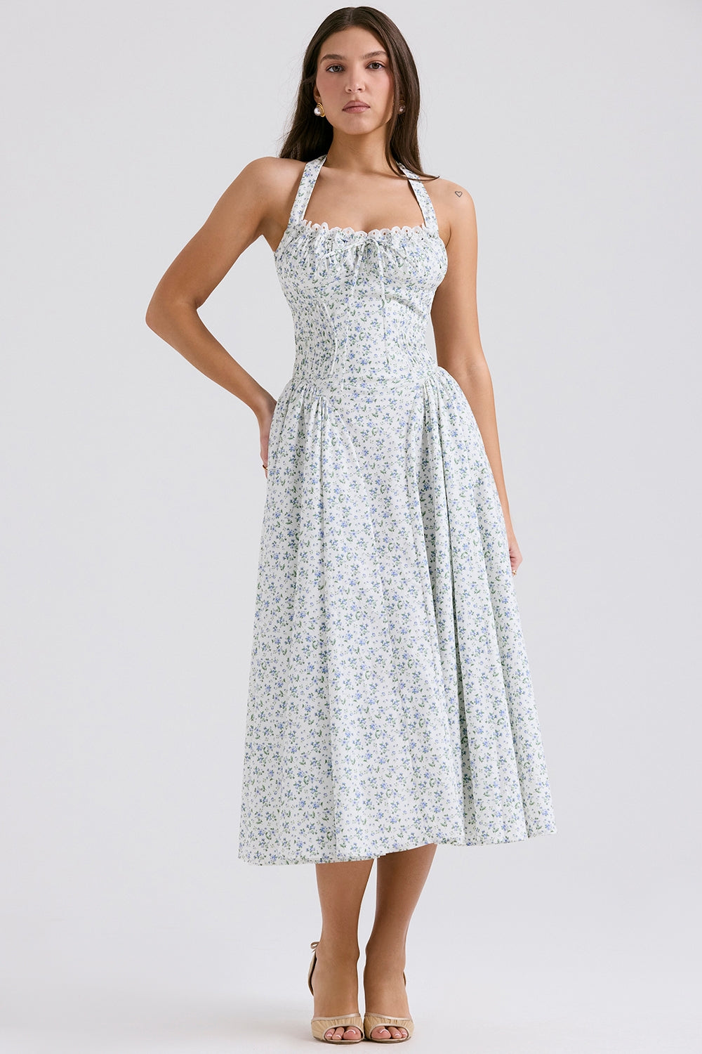 Estelle Floral Charm Midi Elbise