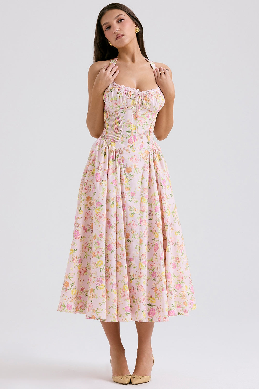 Celeste Floral Bliss Midi Elbise