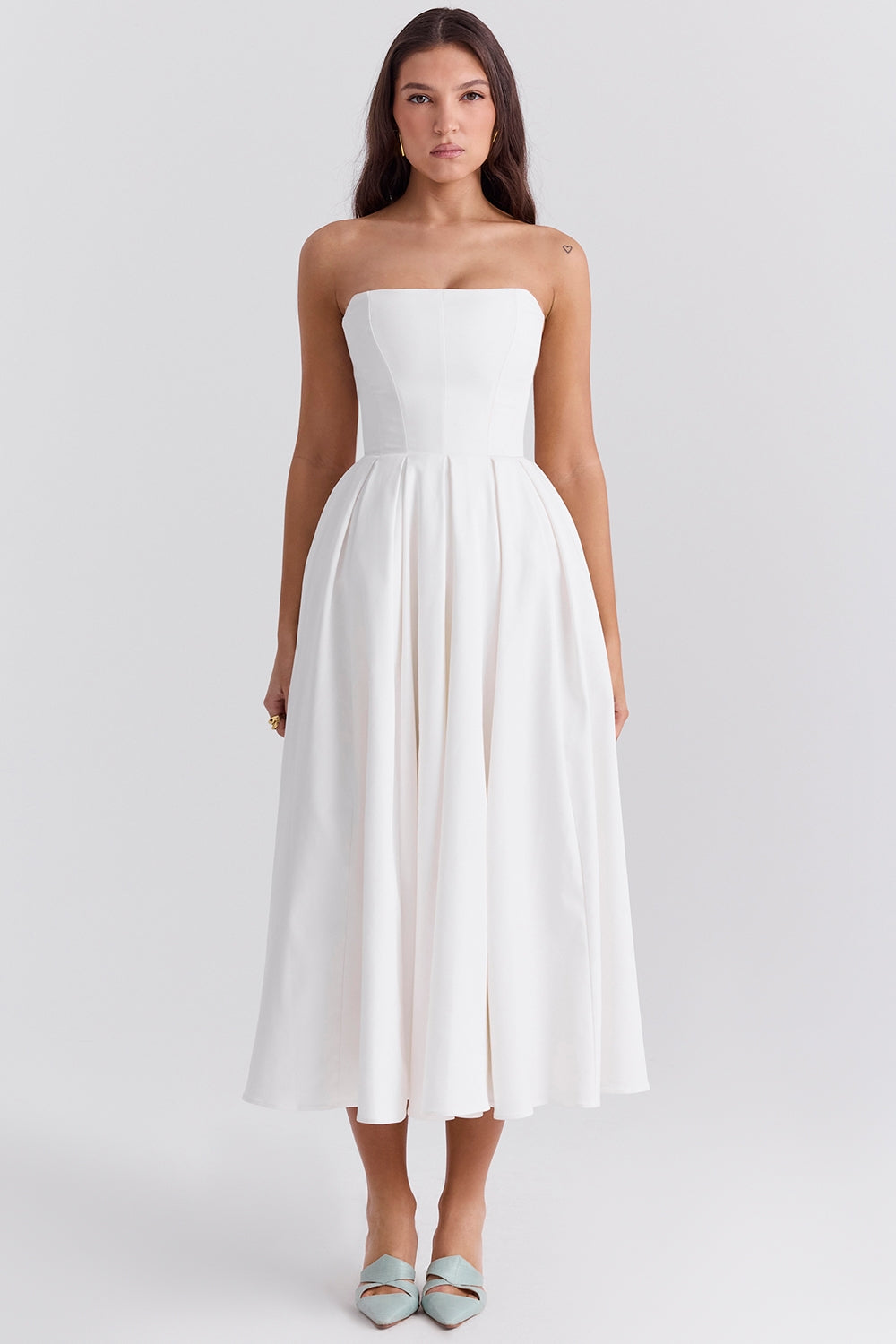 Audrey Strapless Classic Midi Elbise