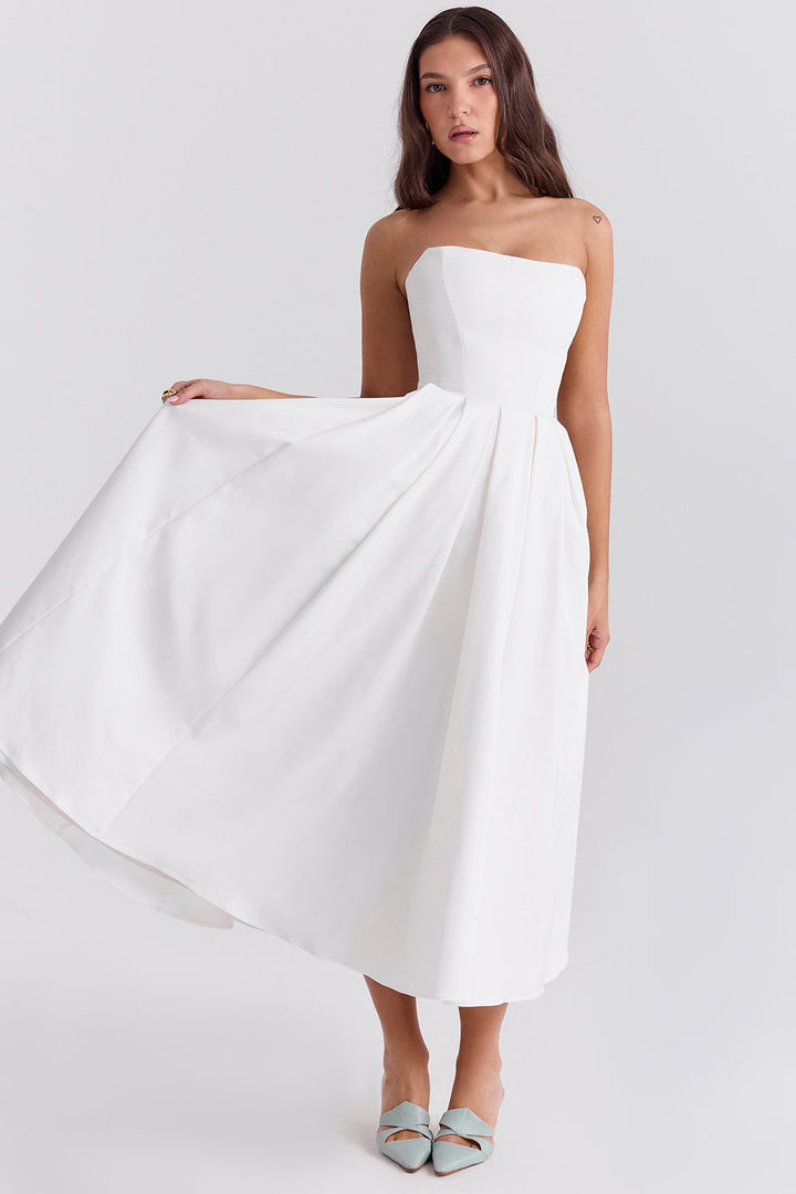 Audrey Strapless Classic Midi Elbise