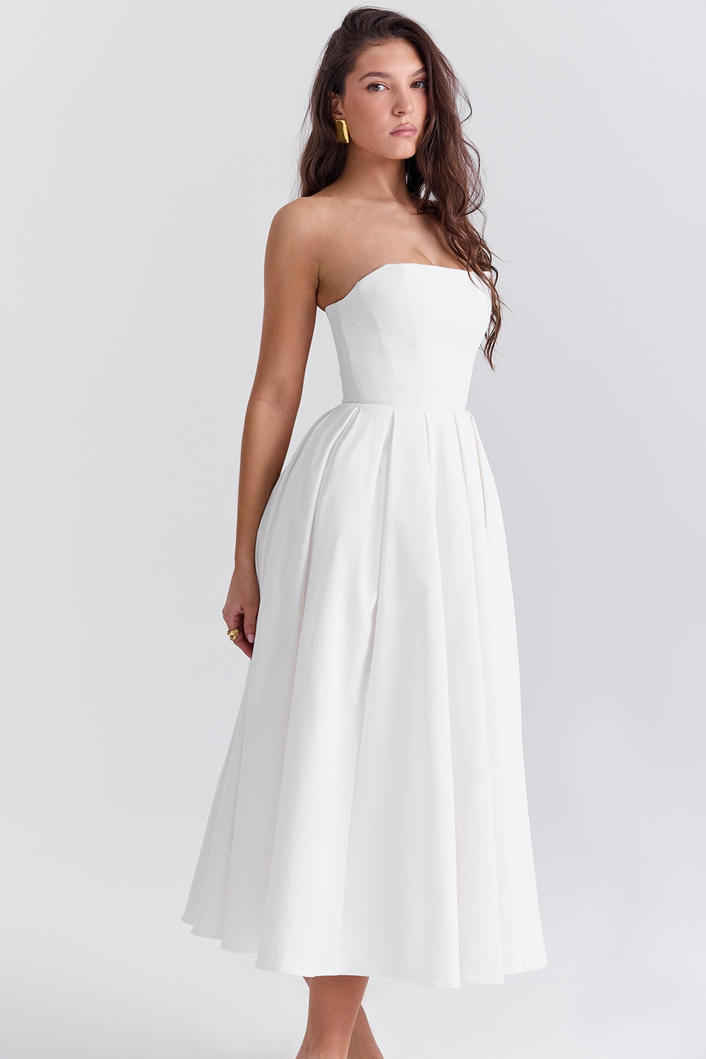 Audrey Strapless Classic Midi Elbise