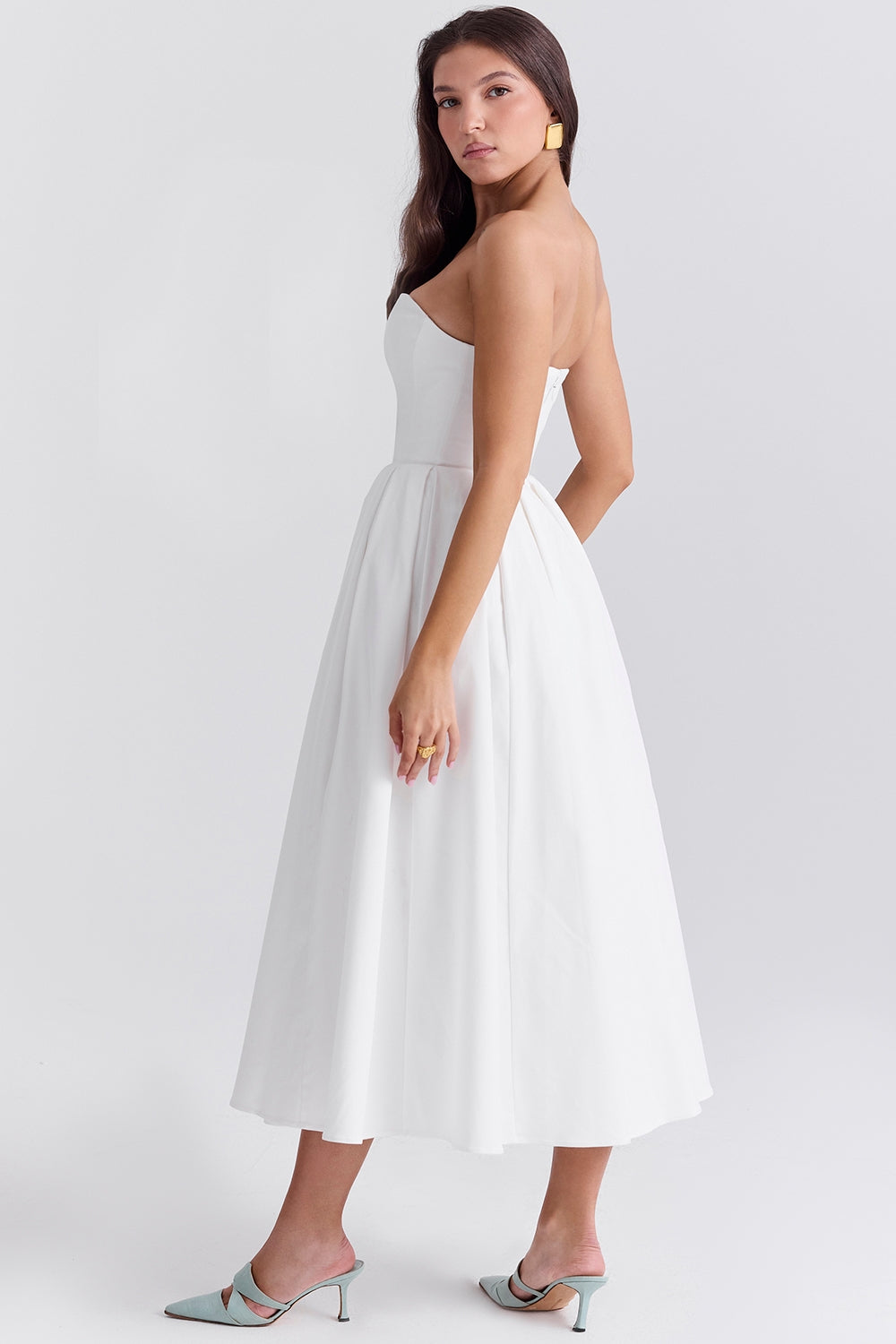 Audrey Strapless Classic Midi Elbise