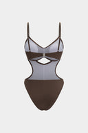 Brown Cut-Out Swimsuit